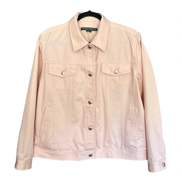 RALPH LAUREN JEANS CO. Jean Jacket Western Casual Light Pink Denim, Size 1X - Picture 1 of 15